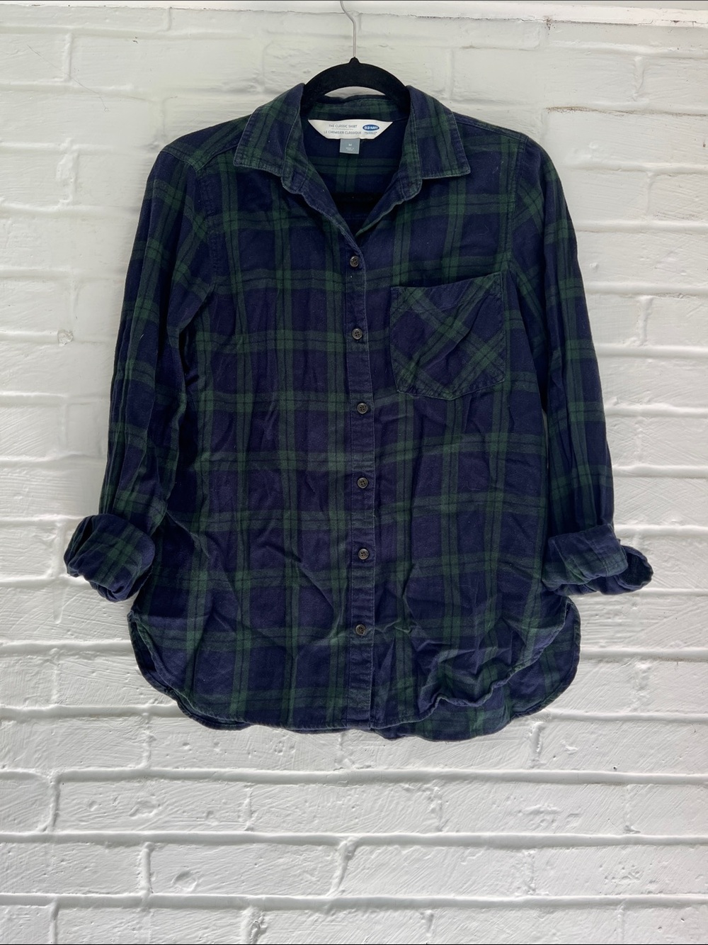 Old Navy Green and Blue Plaid Button-Down Shirt